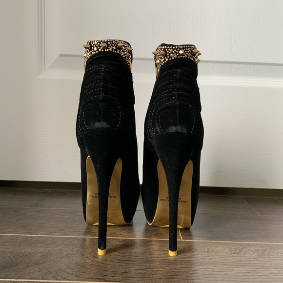 Alba - black & gold high heeled boots size 7 - Picture 4 of 7